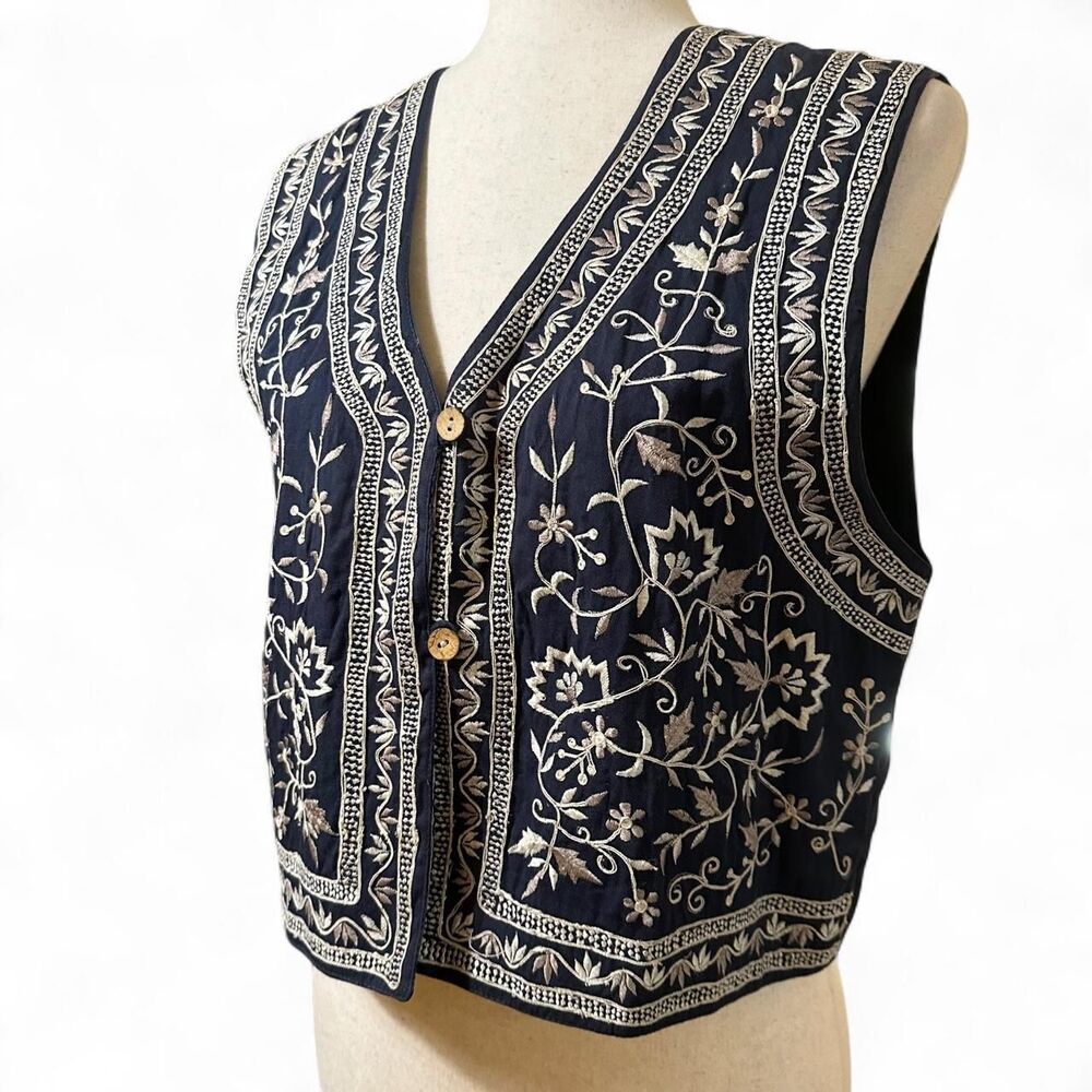 American-vintage Women's Navy and Blue Vest